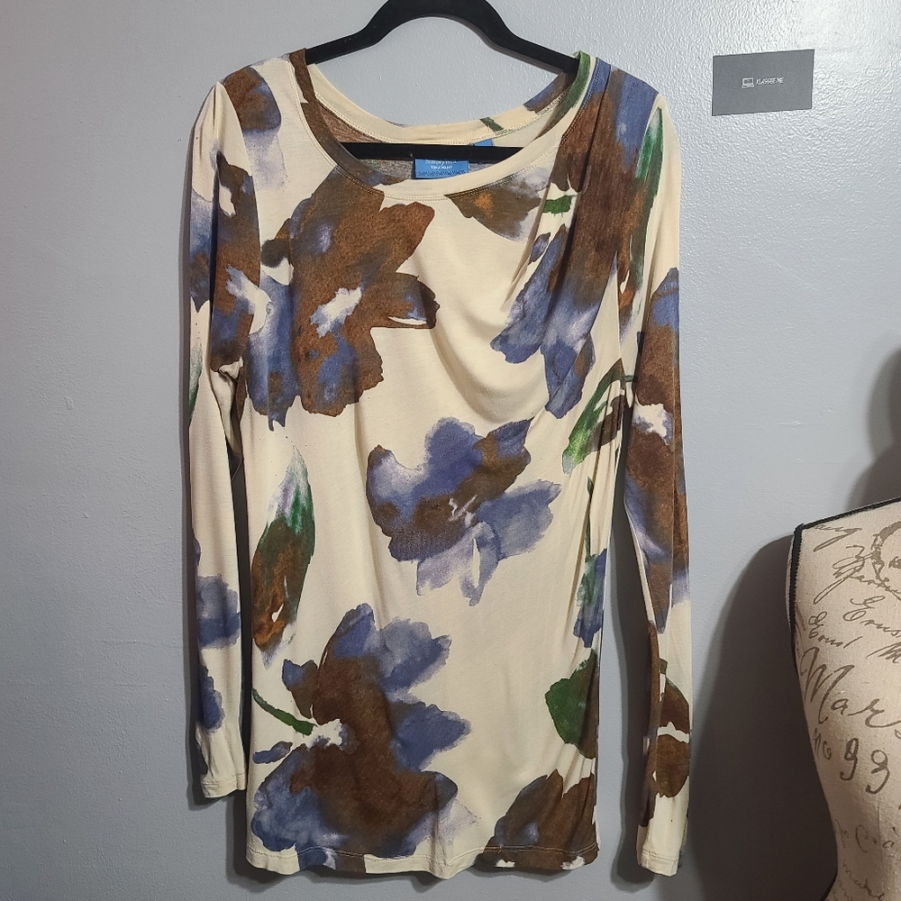 Vera Wang Tan, Brown Multi long Sleeve Size L